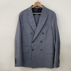 Eleventy Sport Coat Unstructured Unlined Double Breasted Light Blue Men's 44R