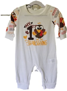 NWT Thanksgiving 'My First Thanksgiving' Baby Boys Girls Outfit 3 - 6 mo - Picture 1 of 2