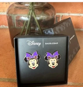 Disney x Baublebar Minnie Mouse Halloween Cat Ears Purple Bow Earrings Scary - Picture 1 of 1