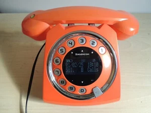 Sagemcom Sixty Digital Cordless Retro Style Orange Phone With Answering Machine - Photo 1/6