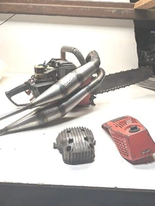 SOLO 611 TWIN VINTAGE PIPED SAW 2 CYLINDER CHAINSAW 18” BAR & CHAIN 610 - Picture 1 of 24