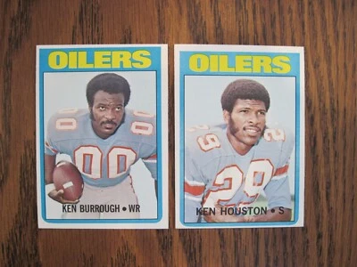 1972 TOPPS FOOTBALL 2 OILERS K. HOUSTON , K BURROUGH ROOKIE NRMT - Image 1 of 2