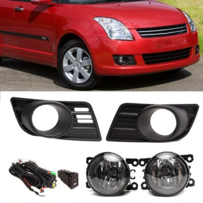 For Suzuki Swift 2007-2010 Front Fog Light + Fog lamp Bezel Cover Trim Wire Set Foto 1 de 4