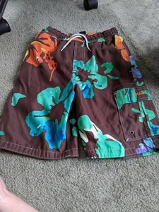 Gap Kids Boys Swim Shorts Trunks Tropical Floral Sz M 8 Elastic Drawstring - Picture 1 of 1