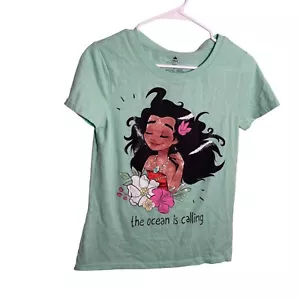 Camicia Disney Principessa Moana Bambina Media Verde Teal Manica Corta Top - Foto 1 di 7