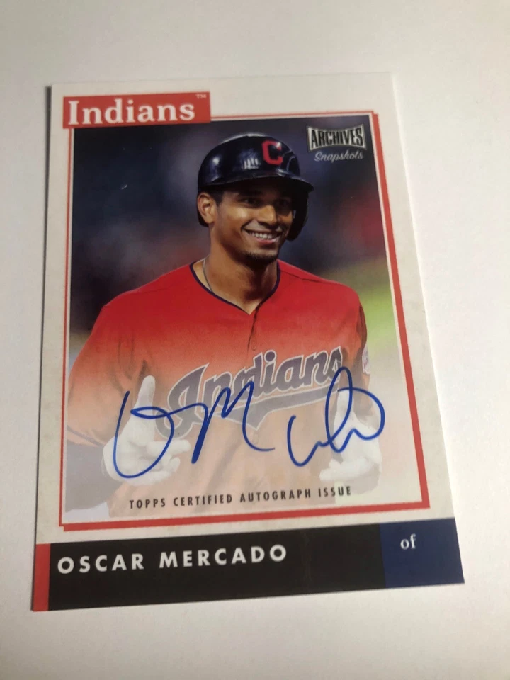 2020 Topps Archives Snapshots Exclusive On Card Auto Oscar Mercado Indians - Image 1 of 1