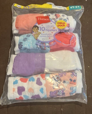 Hanes 4T-5T Girls Underwear 8 Pack Toddler Briefs 100% Cotton Hipsters Tag Free - Image 1 of 4