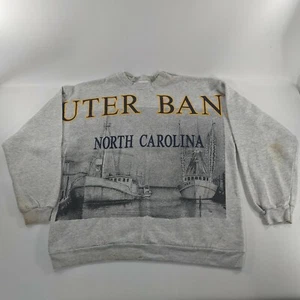 Vtg Tultex Outer Banks North Carolina Gray Pullover Sweatshirt Size XL - Picture 1 of 9