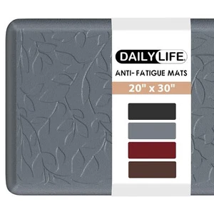 Grey Anti Fatigue Kitchen Mat 3/4" Thick Cushioned Standing Comfort 20x30" - Picture 1 of 9