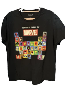 Marvel Periodensystem Grafik T-Shirt Größe Large schwarz Superheld Grid Tee - Bild 1 von 5