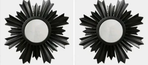 2 Mirrors Small Starburst Sunburst Black Plastic Glass Home Office Gym 9.75x9.75 - Picture 1 of 22