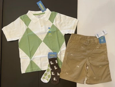 Nuevo con etiquetas Pantalones Cortos Gymboree Dog Gone Handsome 5 5T Bordados Diamante Polo y Calcetines Foto 1 de 2