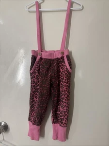 ROCKYOURKID - Size 5 Girls Pink Leopard Print suspender tracksuit pants RYB - Picture 1 of 12
