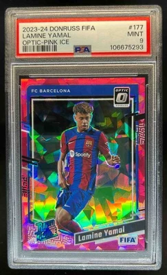 2023 Donruss Lamine Yamal Optic 粉色冰级新秀 #7/25 巴塞罗那 PSA 9 — 第 1/2 张图片
