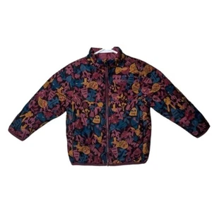 REI cooperativo niños bosque animal rosa estampado plumón abrigo acolchado 3T reversible - Imagen 1 de 10