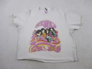 The WHO Band Shirt Womens Large Beige Graphic Print Cropped Top Short Sleeve - Picture 1 of 8