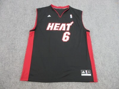 Camiseta Lebron James Miami Heat Para Hombre Extra Grande Negra Roja Logo NBA Baloncesto Foto 1 de 4
