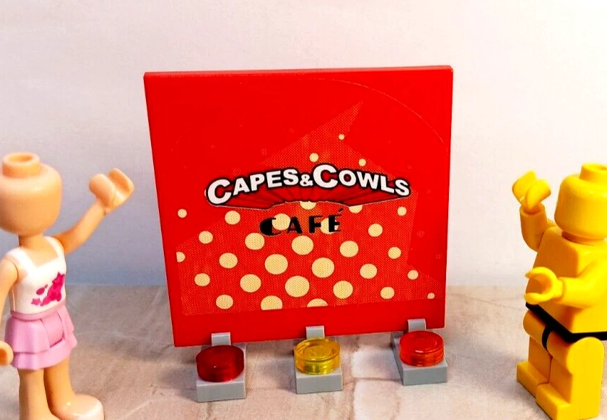 LEGO Restaurant SIGN Harley Sticker Polka Dots SUPER HERO CAFE Good People Food - Image 1 of 1