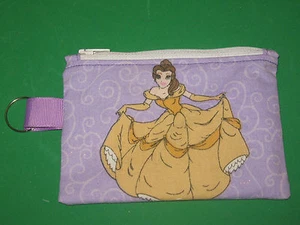 Coin Purse w/ Key Ring -Handmade from DISNEY PRINCESS BELLE Print Fabric - Picture 1 of 3