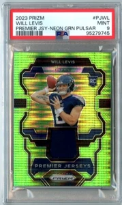 2023 PANINI PRIZM PREMIER JERSEY NEON GREEN PULSAR PJWL WILL LEVIS RC PSA 9 - Picture 1 of 2