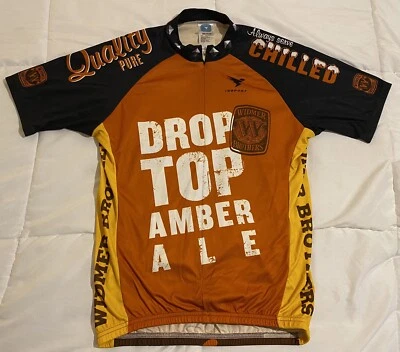 Camiseta deportiva de ciclismo Widmer Brothers Drop Top ámbar ale talla M logotipo de perro mantente fuera de la línea Foto 1 de 4