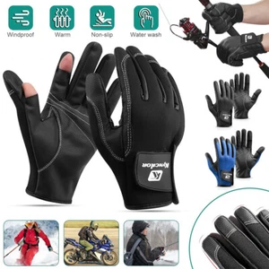 Winter 2 Cut Fingers Neoprene Fishing Gloves Cold Weather Warm Windproof Gloves - Picture 1 of 16