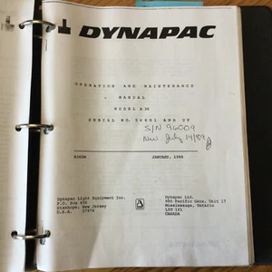 Compactador manual Dynapac PAVEMASTER A36 SERVICIO REPARACIÓN OPERACIÓN Y MANTENIMIENTO - Imagen 1 de 5