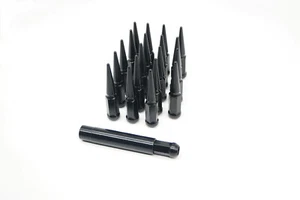 20 Black 4.5" Spline 14x1.5 Spike Lug Nut+Key for Chevy GMC Ford US - Picture 1 of 2