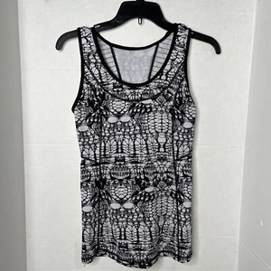 Lululemon Run Stay On Course Tank Top Womens Black White Glacier Lace Size 4 - Picture 1 of 6