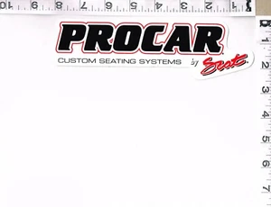 NEW, PROCAR CUSTOM SEATING SYSTEMS BY SCAT STICKER, 2 3/8" X 8", BLACK & RED - Bild 1 von 4