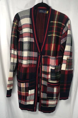 Polo Ralph Lauren женщин лоскутное одеяло клетку шерсти на пуговицах кардиган w карманы размер M - Изображение 1 из 4