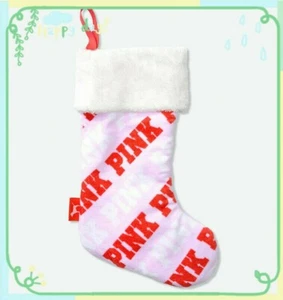 Victoria's Secret PINK CHRISTMAS HOLIDAY STOCKING WHITE/PINK RED Letter NEW - Picture 1 of 1
