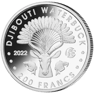 DJIBOUTI WATERBUCK FABULOUS 15 PRIVY 2022 1 oz Proof Like Silver Coin in Capsule - Picture 1 of 2