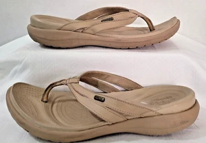 Crocs Womens Beige Flip Flop Sandals Size 11 - Picture 1 of 4