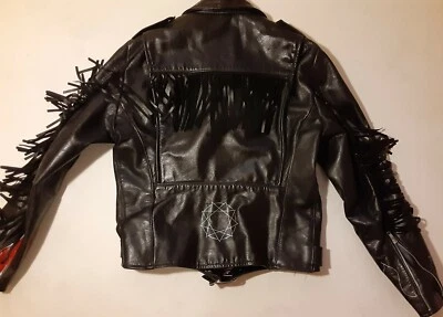 BROOKS RARE Vintage Man Women FringeTassels Motorcycle zip painted S M L jacket - Image 1 of 4