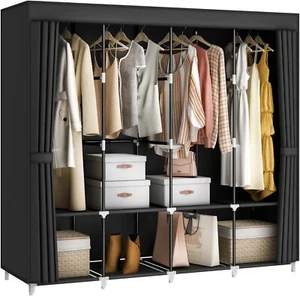 67 Inch Large Portable Closet Wardrobe With Cover,Clothes Rack Storage Organizer - Picture 1 of 9