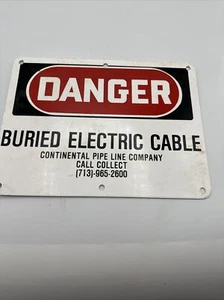 Emaille Continental Rohrleitung Gefahr Schild "vergrabenes Elektrokabel" 9 x 12 - Bild 1 von 7