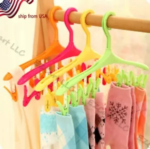 Multi-Function Underwear Socks Clothes Laundry Hanger Drying Rack + 8 Clips Pegs - Picture 1 of 2