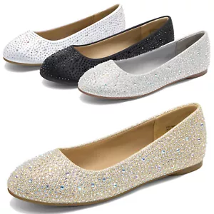 Women Ballet Flats Round Toe Slip On Comfortable Walking Office Flat Shoes - Picture 1 of 6