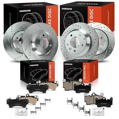 12x Pastillas de freno de rotor perforadas delanteras y traseras para Porsche Cayenne Audi Q7 VW Touareg Foto 1 de 4