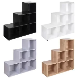 6 Cube Step Storage Bookcase Unit Shelf Home Office Organiser Display Box NEW - Picture 1 of 20