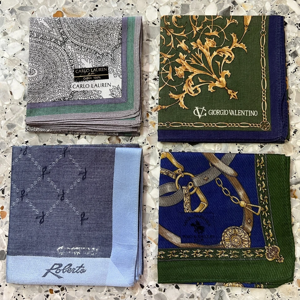 4 HANKY CLÁSICO HOMBRE DE COLECCIÓN ALGODÓN ARTE PAÑUELO DE BOLSILLO 18" AZUL VERDE NEGRO PAISLEYS Foto 1 de 4