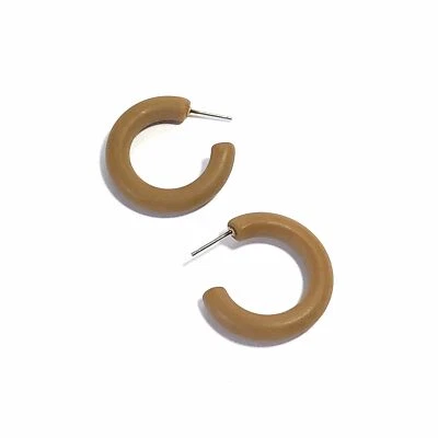 Beige Camel Frosted Tube Hoop Earrings - Image 1 of 4