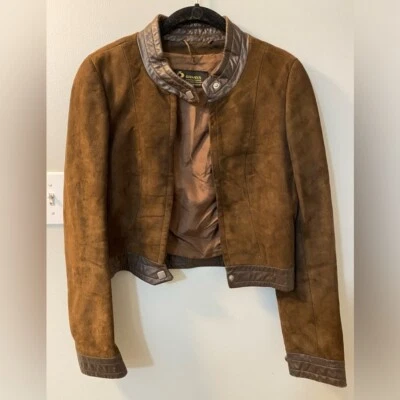 Chaqueta vintage Danaya recortada marrón gamuza y cuero talla 40 (mediana u 8) Foto 1 de 4