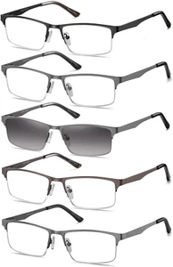 EYECEDAR 5er-Pack Lesebrille für Herren rechteckig Metall Halbrahmen Federscharnier - Bild 1 von 6
