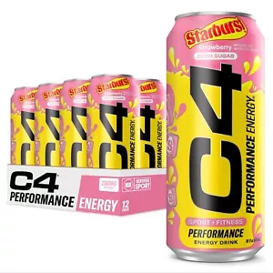 C4 Performance Energy Drink | STARBURST Strawberry | Zero Sugar Carbonated Pr... - Picture 1 of 8