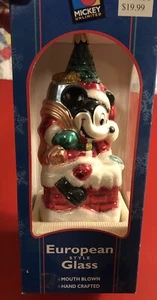 Large Mickey Mouse 7” Hand-crafted European Style Glass Bown Christmas ornament - Picture 1 of 6
