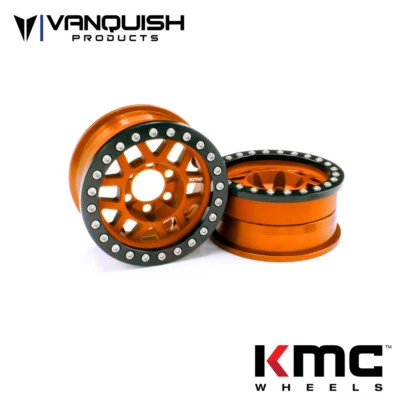 NEW Vanquish 1.9 KMC XD229 Machete V2 Beadlock Orange Wheels (2) FREE US SHIP - Image 1 of 2