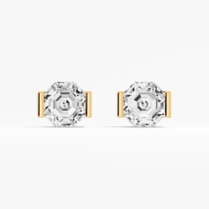 2.05 ct Lab Created Octagon Diamond Stud Earring in 14K Yellow Gold For Women - Picture 1 of 12