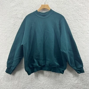 Vintage 90er Jahre Rundhalsausschnitt Sweatshirt leer grün Mock Ausschnitt Frucht des Webstuhls Größe XL - Bild 1 von 7
